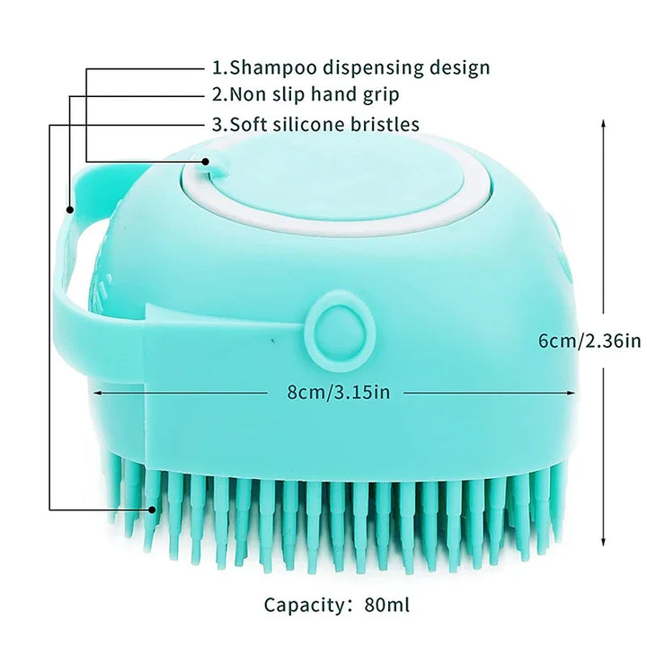 Silicone Dog Cat Shower Brush Pet Shampoo Dispenser Massager Bath Brush Bathroom Puppy Washing Grooming Brush Dog Accessories