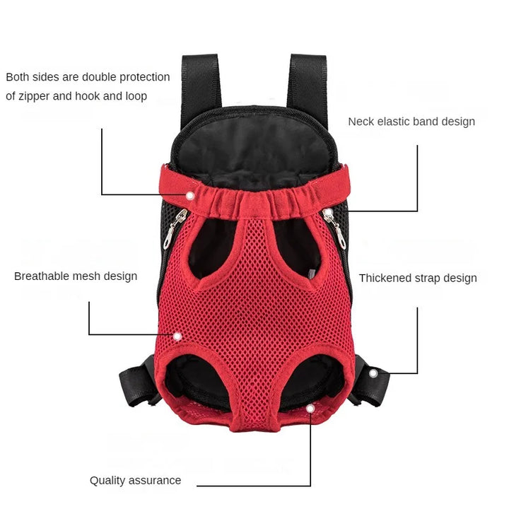 Double Shoulder Breathable Portable Travel Pet Dog Carrier Backpack Mesh Carrier Front Bag for Small Dog Cats Outdoor